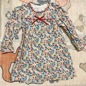 bella bliss Floral Kids Dress - Red, Blue, Cream